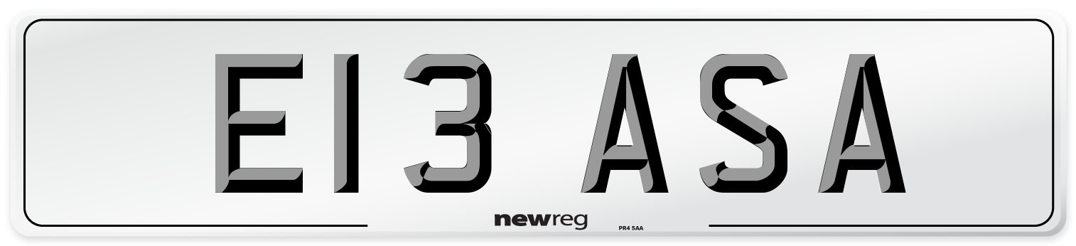 E13 ASA Number Plate from New Reg